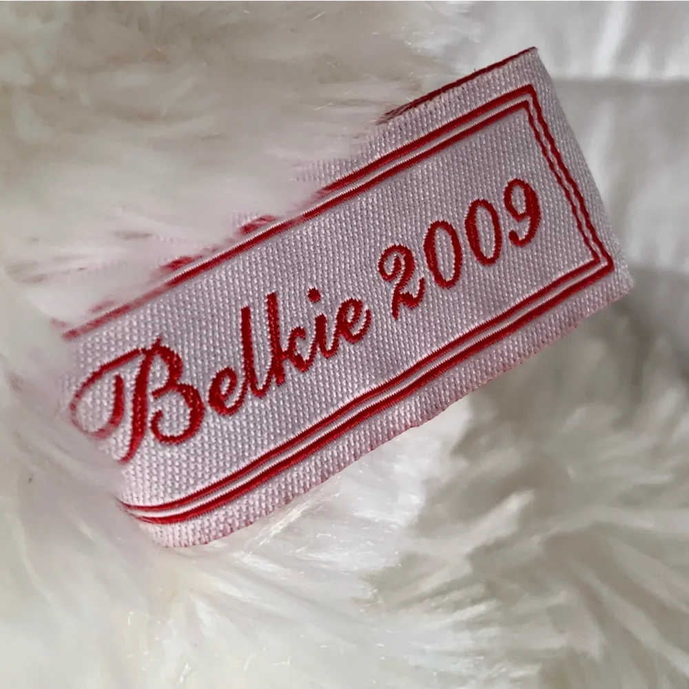 Belkie Bear Stuffed Animal 2009 Polar Furry Scarf Hat White Red Plush